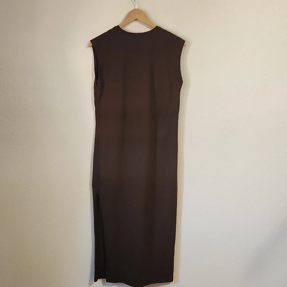 Frame Muscle Crew Organic Cotton Sleeveless Maxi Dress in Dark Chocolate Medium - Picture 6 of 11